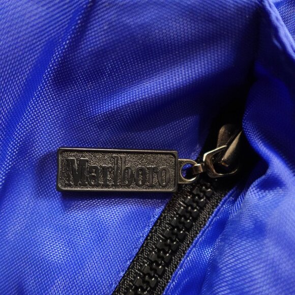 Marlboro windbreaker jacket full zip adult medium blue black rain proof vintage - Picture 3 of 14